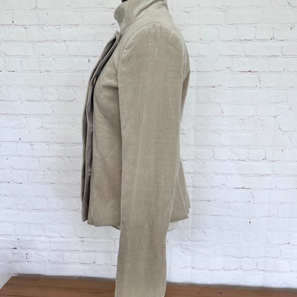 Theory Beige Hi Neck Military Fitted Crop Jacket - SIze 6 - Picture 6 of 14